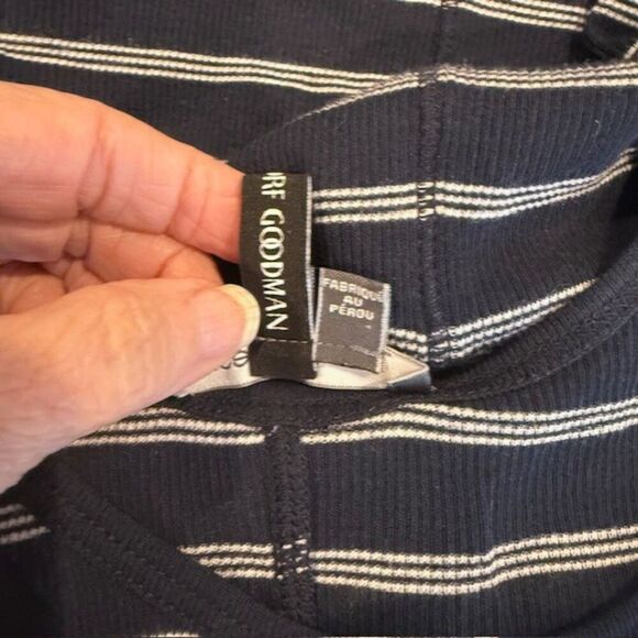 Vince Navy Blue and White Striped Ribbed Knit Long Tank Stretch Size Medium - Picture 4 of 9